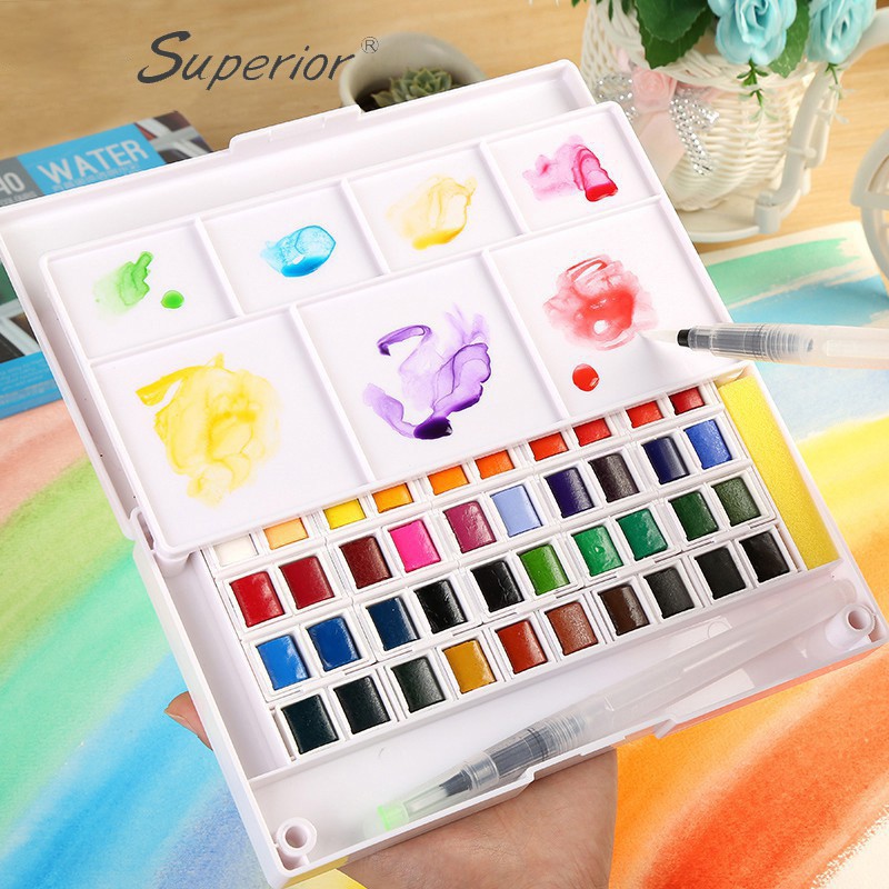 Bộ Màu Nước Water Color Cao Cấp 18 Màu Tặng Bút Nước, 2 Mút, 1 Palette