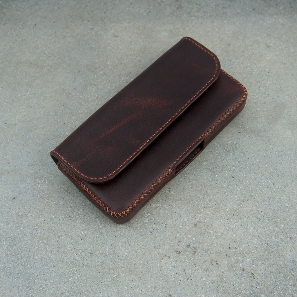 Bao điện thoại kép cho 2 máy - Bao da đeo hông handmade thủ công - Da thật nhập khẩu