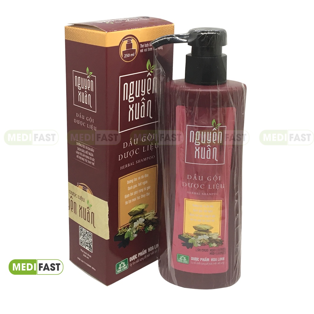 Dầu gội giảm gầu dược liệu Nguyên Xuân ngăn ngừa gàu, giảm ngứa - có vòi chai 250ml từ thảo dược