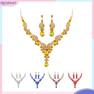 Bộ dây chuyền + bông tai đính đá thời trang sang trọng cho nữ