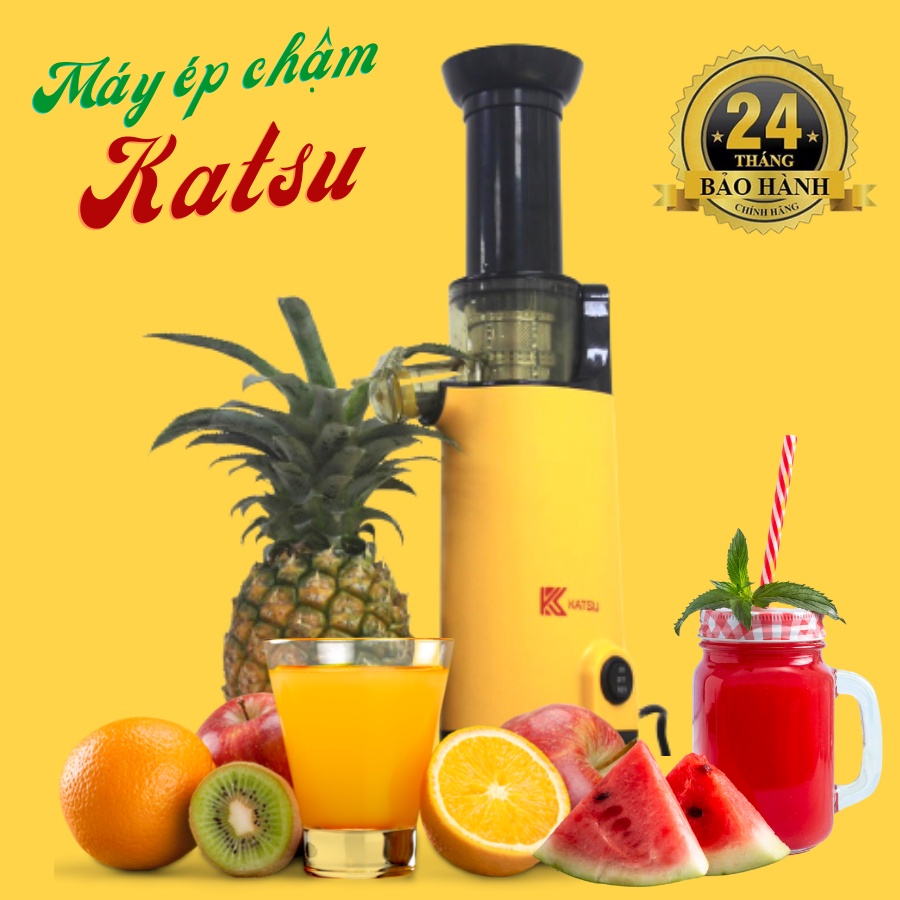▬℡Máy ép chậm trái cây KATSU, cây, rau củ kiệt bã, công nghệ Nhật Bản - Bảo hành 12 tháng