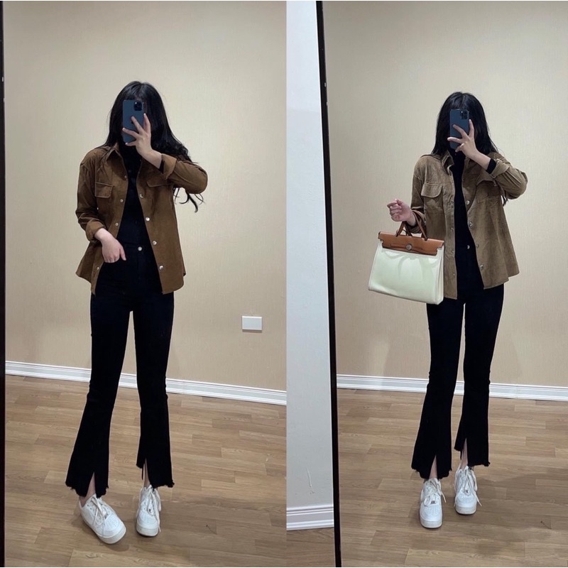 Quần jean loe xẻ gấu xinh xắn