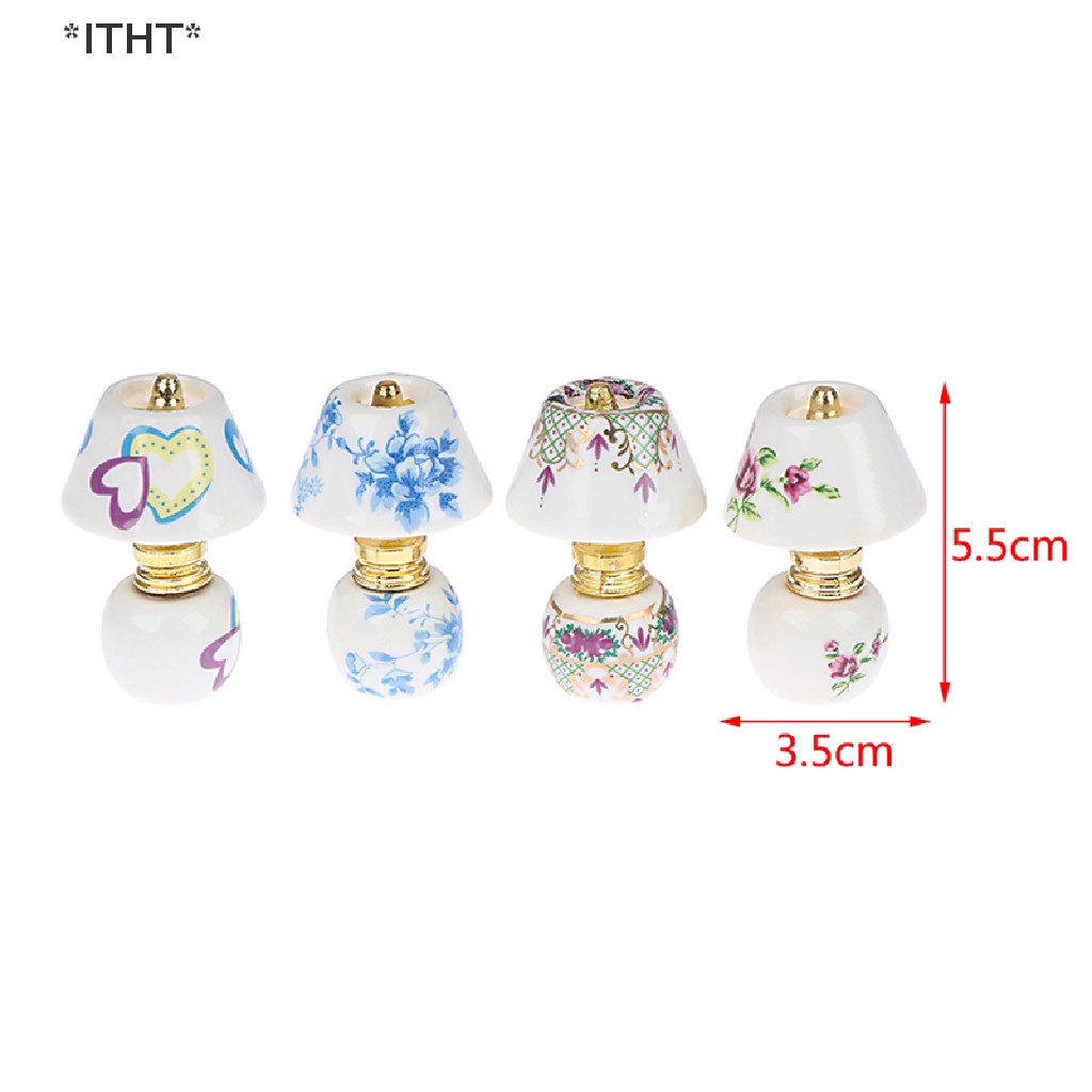 Đèn Để Bàn Mini Bằng Gốm Tỉ Lệ 1: 12 Dùng Trang Trí Nhà Búp Bê