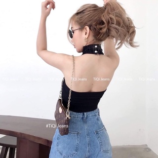 Áo croptop cổ lọ cao 3 phân chất thun co giãn