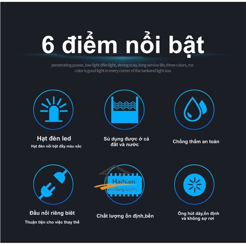 [HÀNG CHUẨN] Thanh Sủi Kết Hợp Đèn Led Đổi Màu Trang Trí Bể Cá Cảnh