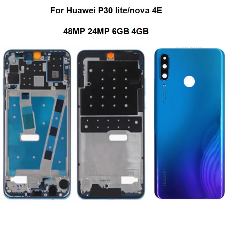 Nắp Đậy Pin Mặt Sau + Khung Giữa Dành Cho Huawei P30 Lite Nova 4e