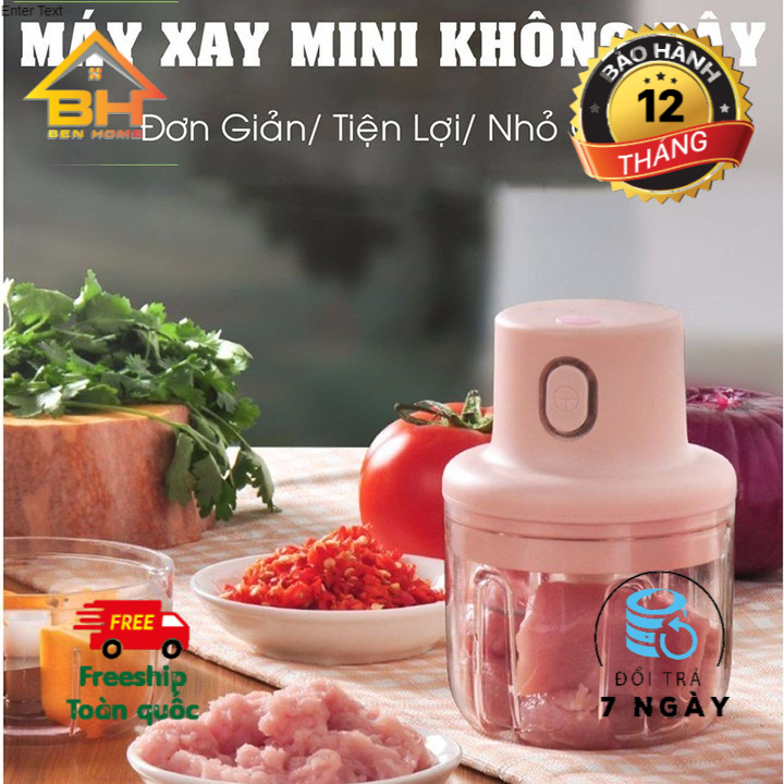 [Freeship] Máy Xay Mini Sạc Điện, Có Cổng Sạc Usb, Nhỏ Gọn Tiện Ích Dễ Sử Dụng, Xay Hành, Tỏi, Rau Củ