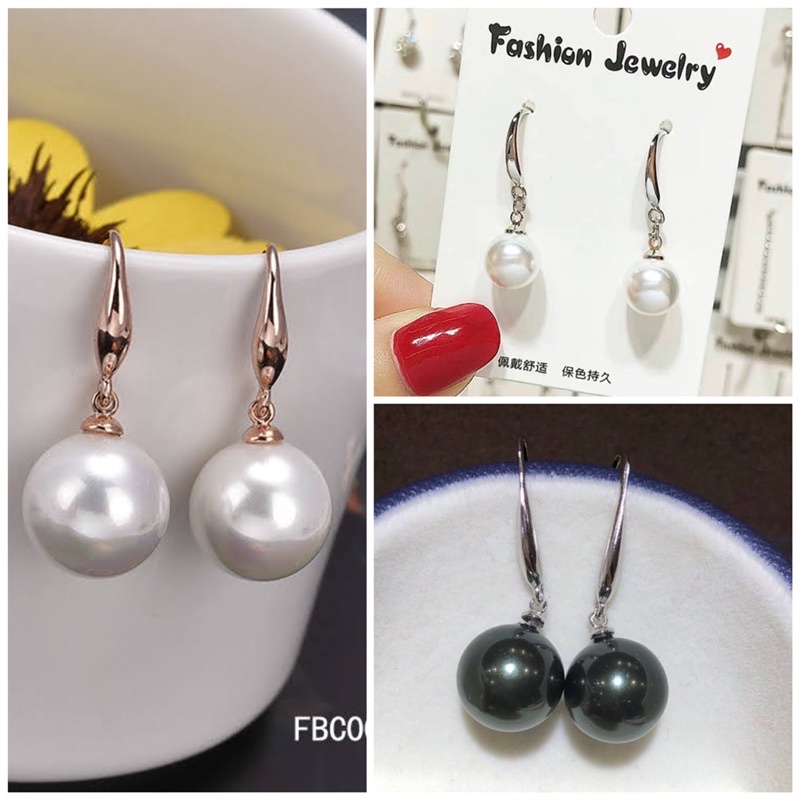 bông tai móc câu hạt châu nhỏ nhắn, khuyên tai phong cách hàn quôc