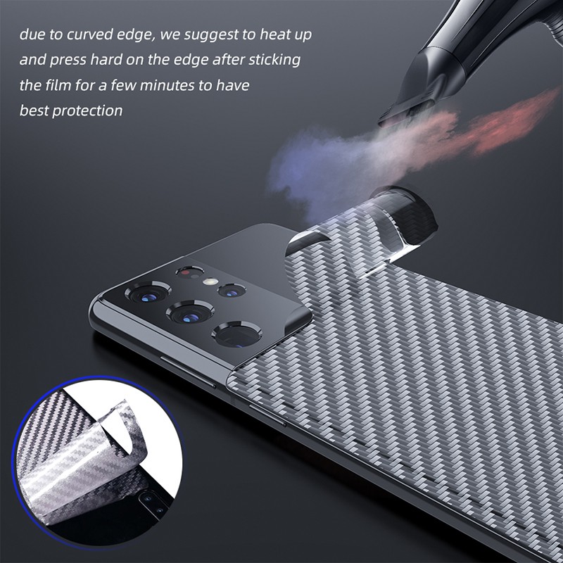 5 cái For Samsung Galaxy S24 S23 S22 S21 S20 Ultra S10 Plus Fe 5G S10e Lite 5G Mô hình sợi carbon Mờ lưng Phim dán phía sau Phim bảo vệ mềm