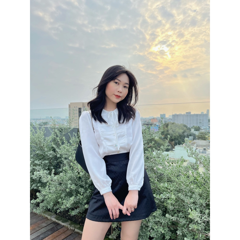 Áo lụa tay dài xếp ly SONNET TOP