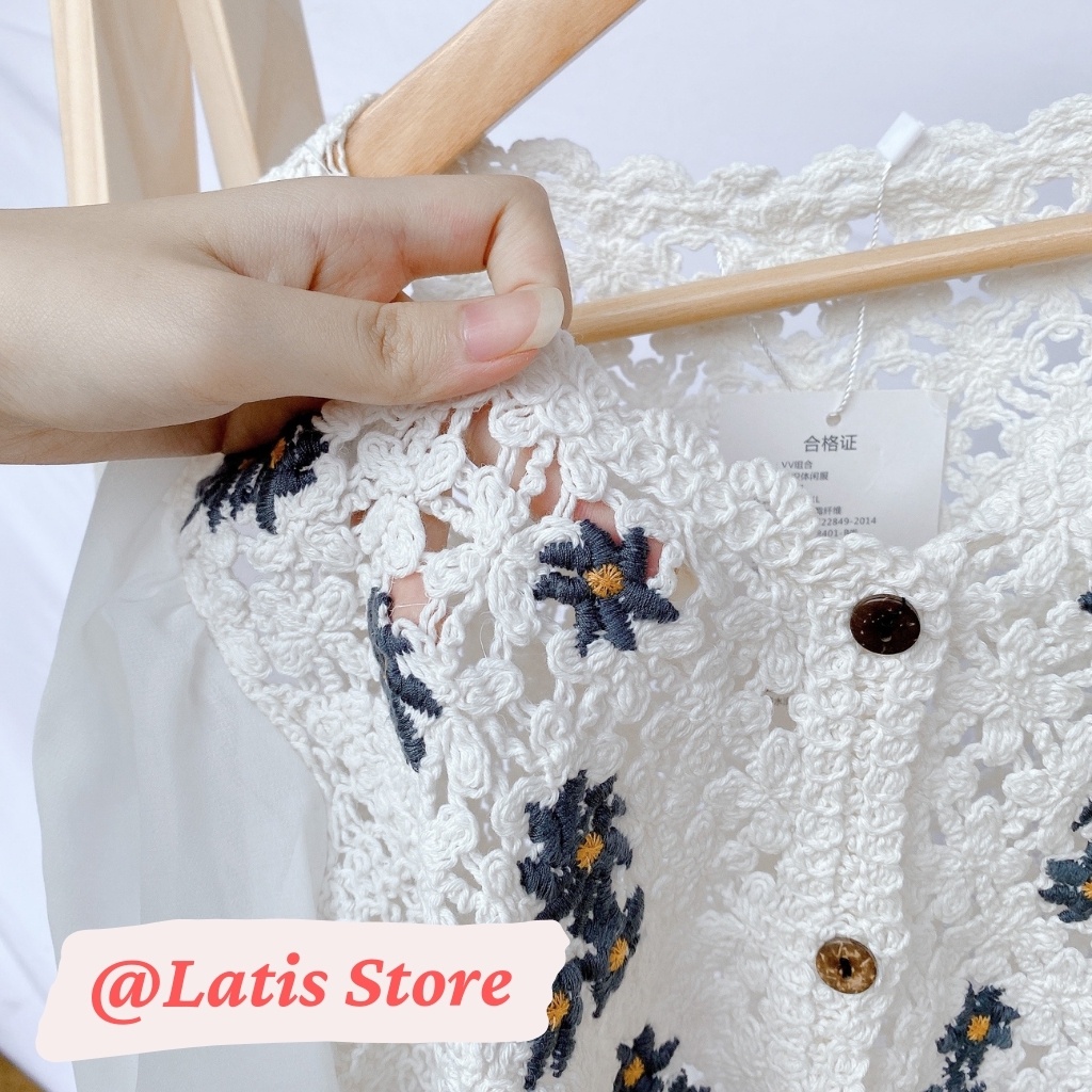 Áo Babydoll Trắng Tiểu Thư, Áo babydoll Hoa Nhí Cổ V Kiểu Dáng Ulzzang Hàng Quảng Châu Latis Store