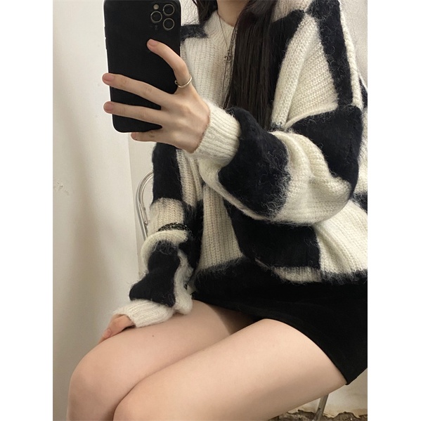 Áo len nữ dài tay cổ tròn thời trang Hàn