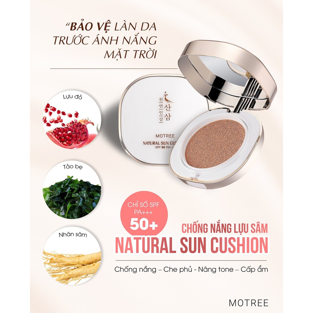 CUSHION Chống Nắng LỰU SÂM - Cushion Motree Phấn Phủ dưỡng da che khuyết điểm SPF 50+ PA+++ | BigBuy360 - bigbuy360.vn