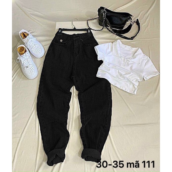 Quần Baggy Jean Nữ Bigsize Lưng Cao Túi Nắp 3 Màu Form Đẹp Size Từ 38kg Đến 80kg Ms0111