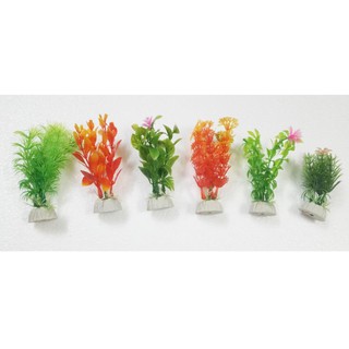 Bộ 6 Cây Trang Trí Bể Cá Size Mini (Khoảng 12cm x 5cm Mỗi Cây) - Đồ Trang Trí Hồ Cá