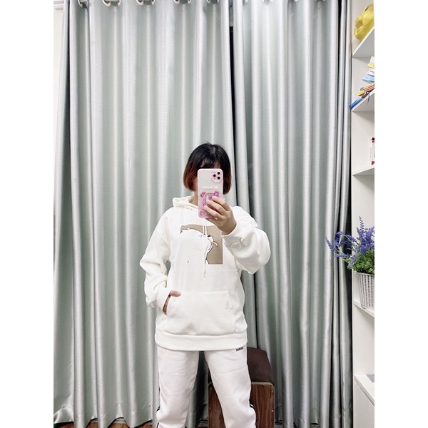 (Ảnh thật) Áo hoodie trắng nỉ gấu xinh giá rẻ