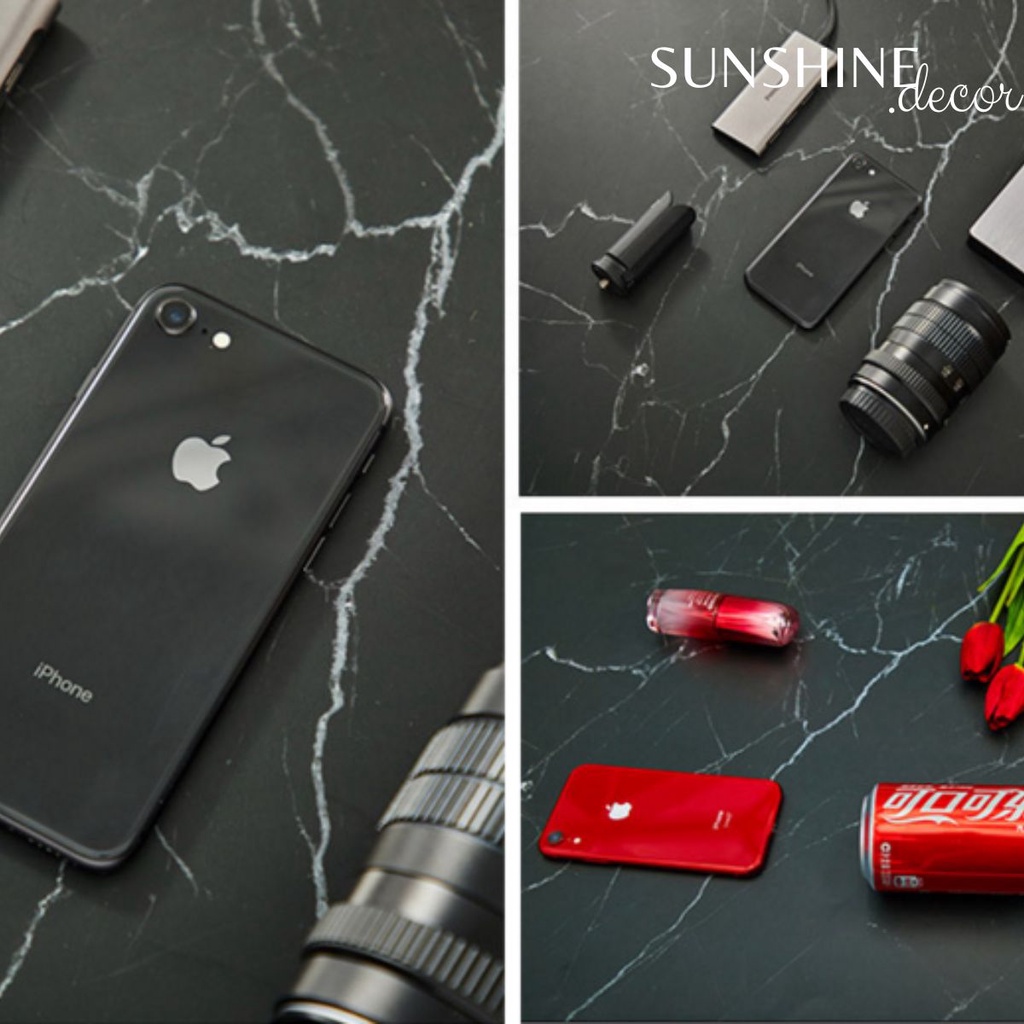 Phông nền chụp ảnh sản phẩm vân đá đen trắng 3D 57x87 cm 2 mặt-2M010