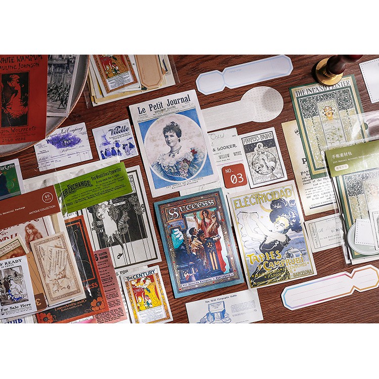 Set 40 Miếng Dán Trang Trí Sổ Tay Album Ảnh Phong Cách Retro Diy