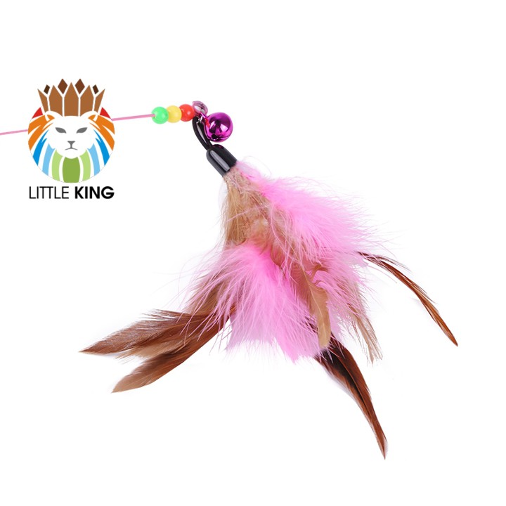 Đồ chơi cho mèo Cần câu mèo dây thép dẻo và lông vũ, con cá cho mèo vờn bắt, thư giãn Little King pet shop