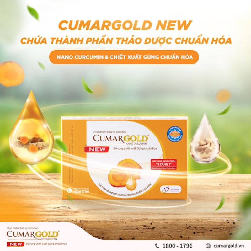 ✅[Chính hãng] Cumargold New hỗ trợ cải thiện viêm loét dạ dày (Hộp 30 viên)