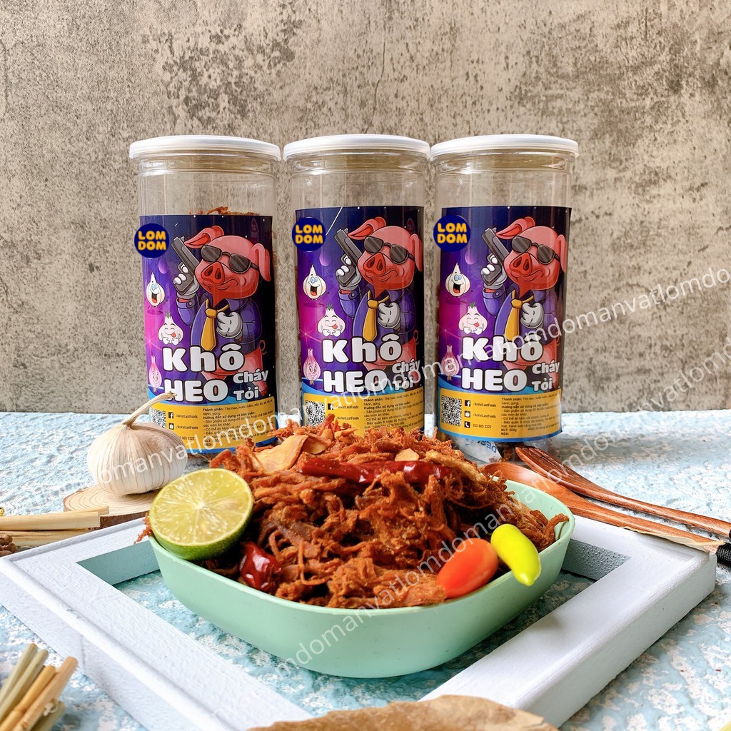 Khô heo khô lợn cháy bơ tỏi 200g LomDom food (cay vừa) đồ ăn vặt Hà Nội vừa ngon vừa rẻ | BigBuy360 - bigbuy360.vn