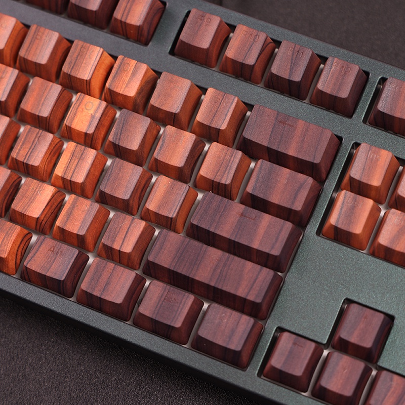 Giả gỗ Gỗ Keycaps Hồ sơ Cherry Truyền ánh sáng PBT Nhuộm Bàn phím cơ phụ Keycap