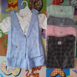 Set vest bé gái kèm áo voan bên trong