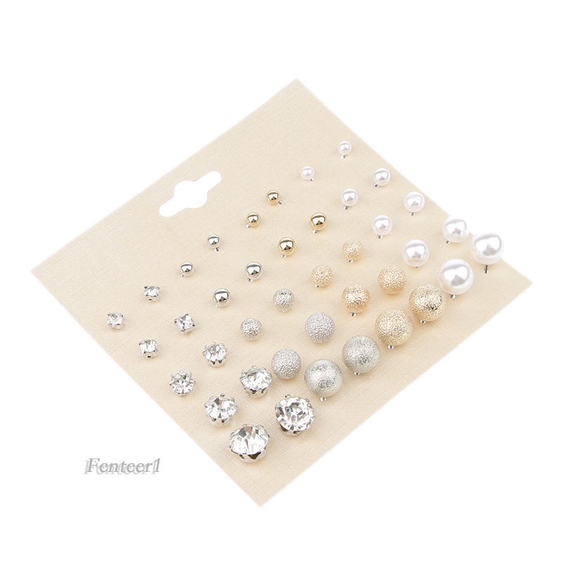 Set 20 đôi bông tai đính ngọc trai giả