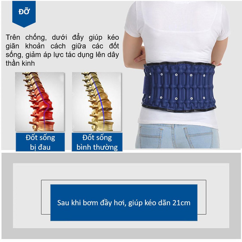 Đai hơi kéo dãn cột sống lưng, giúp giảm đau lưng, thoát vị đĩa đệm