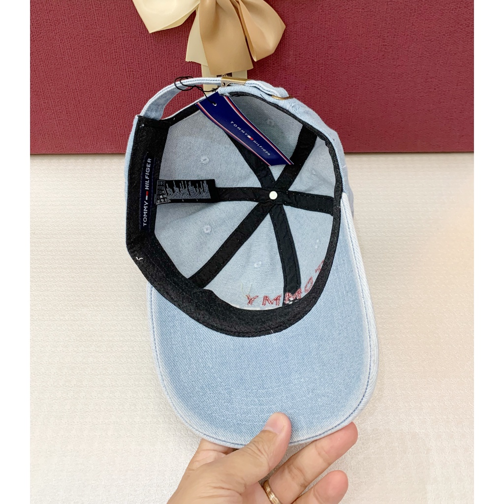 nón kết Tommy hilfiger chữ đỏ jean ,thời trang nam và nữ , mũ lưỡi trai denim