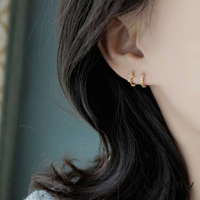 Khuyên Tai Tròn Mạ Vàng 14k Đính Đá Sang Trọng