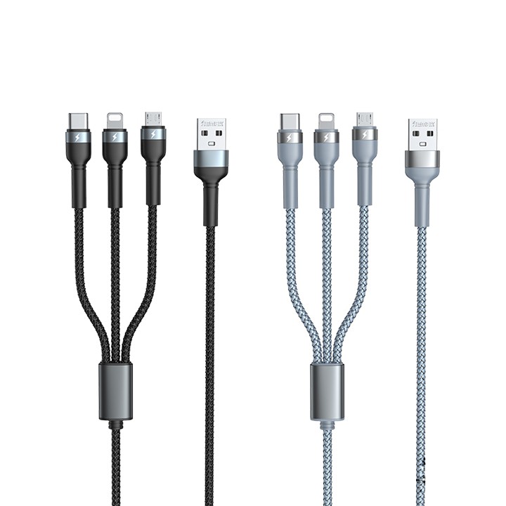 Cáp sạc điện thoại đa năng 3 in 1 Jany Series Remax RC-124th cổng Micro USB , Type C , iP