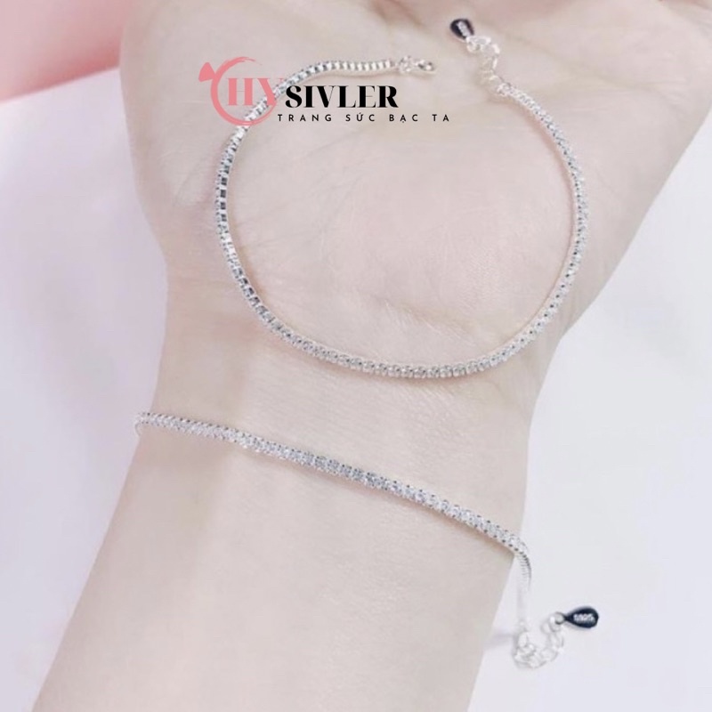 Lắc tay bạc dải đá lắc tay nữ full đá sang chảnh lấp lánh lắc tay nữ bạc thật