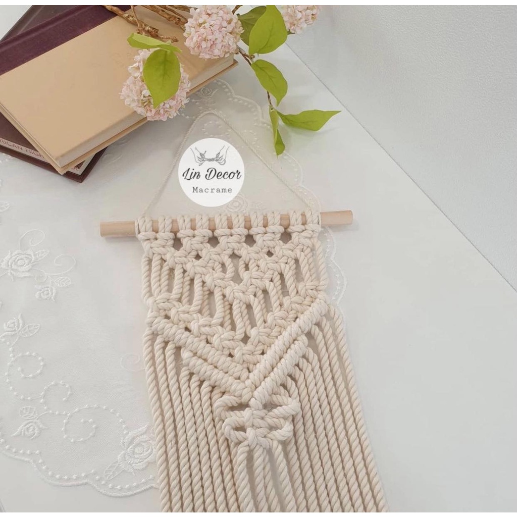Macrame Treo Tường Trang Trí Decor Vintage Hàn Quốc Size 25 x 40cm