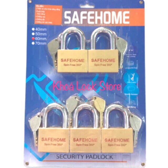 Bộ khoá masterkey SAFEHOME 5 ổ khoá 6 phân(chìa chủ mở hết 5 ổ)