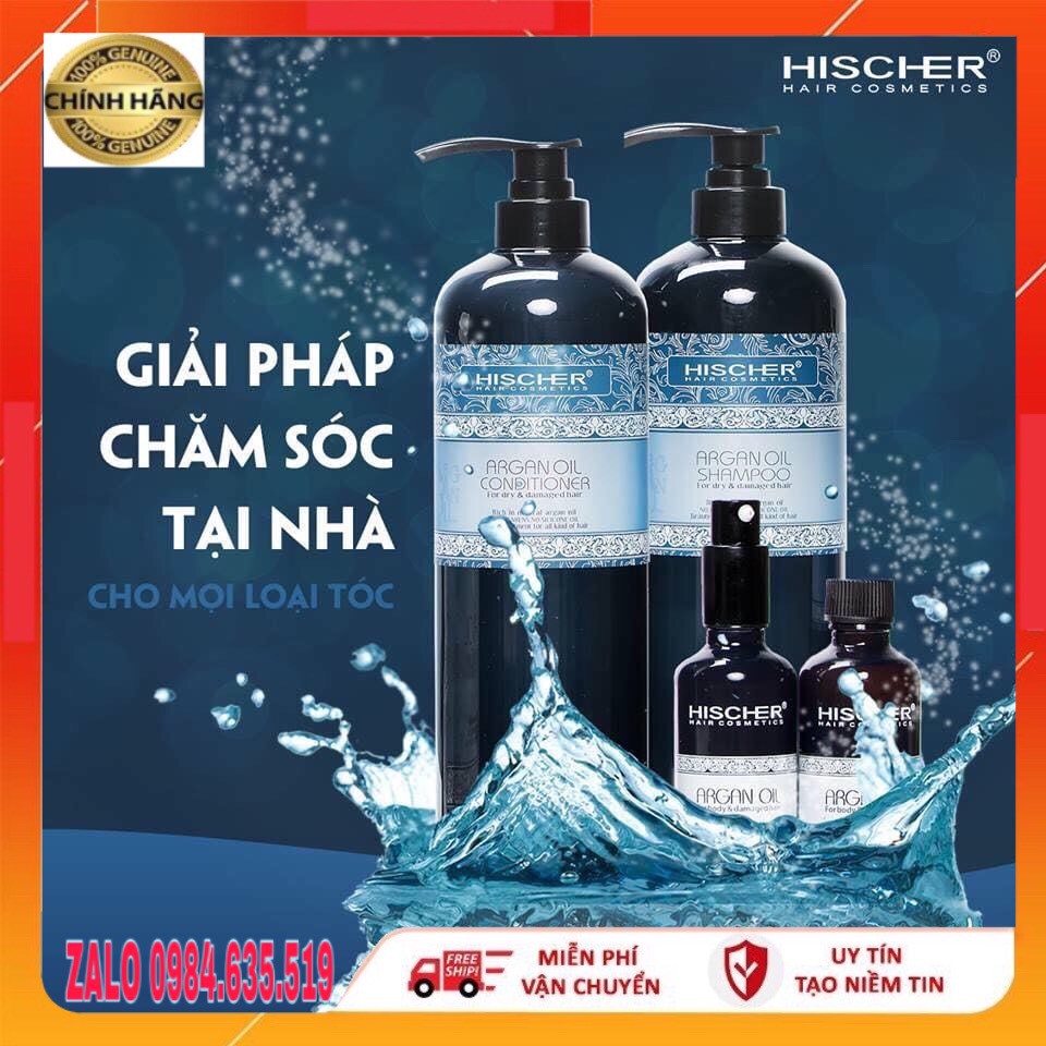 (HÀNG CHÍNH HÃNG 100%) Cặp gội + xả HISCHER ALGAN OIL 1000ml