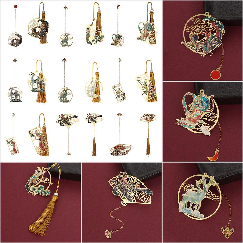 Thẻ Đánh Dấu Trang Sách Bằng Đồng Thau Màu Cầu Vồng Phong Cách Trung Hoa Cổ Điển