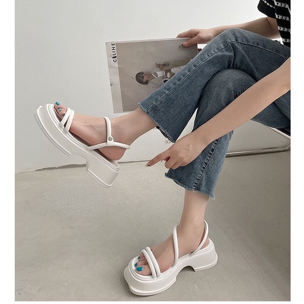 Dép xăng đan đế dày cao 5-6cm quai tròn siêu chất POCI 205
