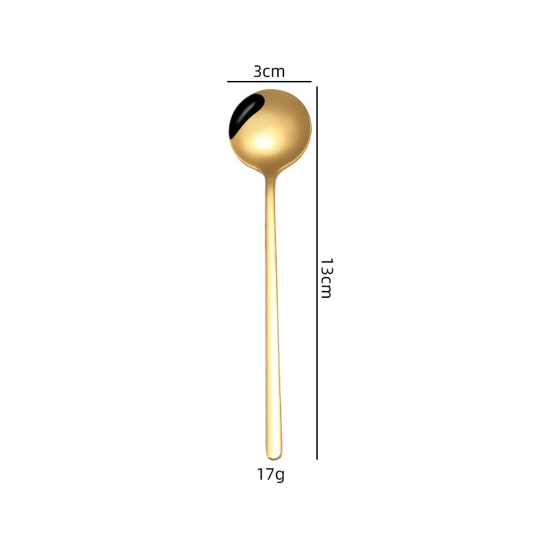 Muỗng cà phê TAILI JZM đầu tròn mạ vàng bằng thép không gỉ 304
