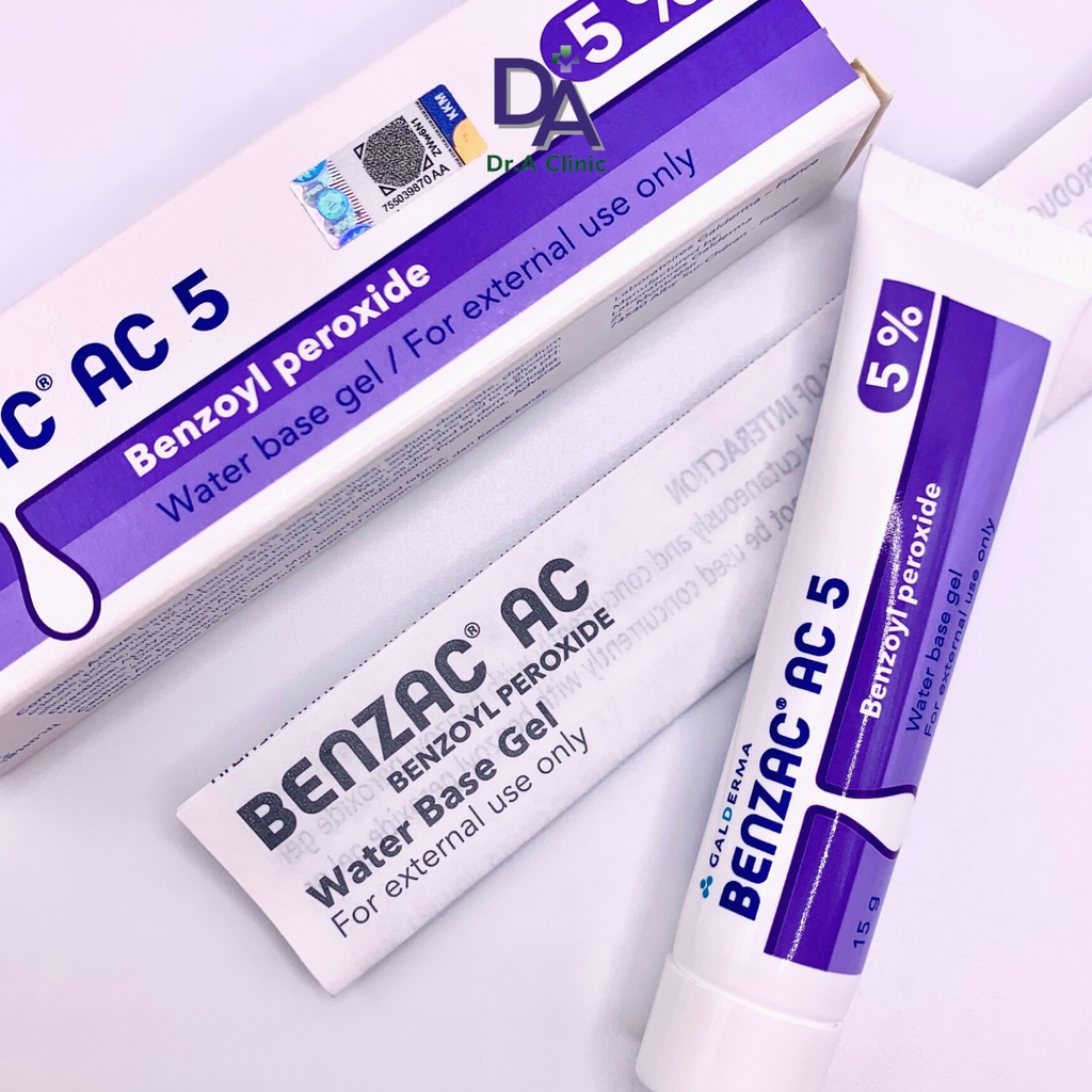Chấm Mụn Benzac AC 5% Dr.A Clinic chứa benzoyl peroxide bpo giảm mụn viêm sưng nhanh gọn