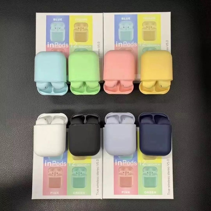 Tai Nghe Nhét Trong Không Dây bluetooth 5.0 Inpods 12 Màu Xanh Dương Kiểu Dáng Sành Điệu Mới Nhất Inpods T4J7