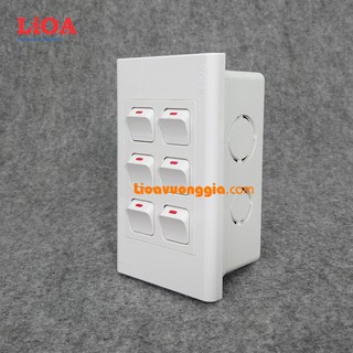 💥lioa chính hãng💥 combo 6 công tắc điện 1 chiều + mặt lỗ vuông lioa - lắp âm tường