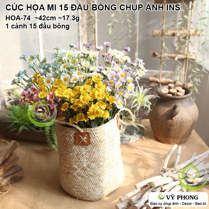 CÚC HỌA MI CÀNH 15 ĐẦU BÔNG TRANG TRÍ ĐÁM CƯỚI ĐẠO CỤ CHỤP ẢNH SẢN PHẨM INS HOA-74