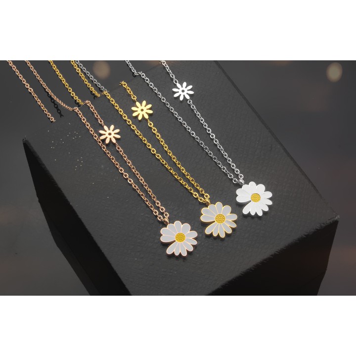 DÂY CHUYỀN TITAN HOA CÚC CÁCH ĐIỆU HÀN QUỐC TN140 siêu đẹp, bền màu, chuẩn thời trang