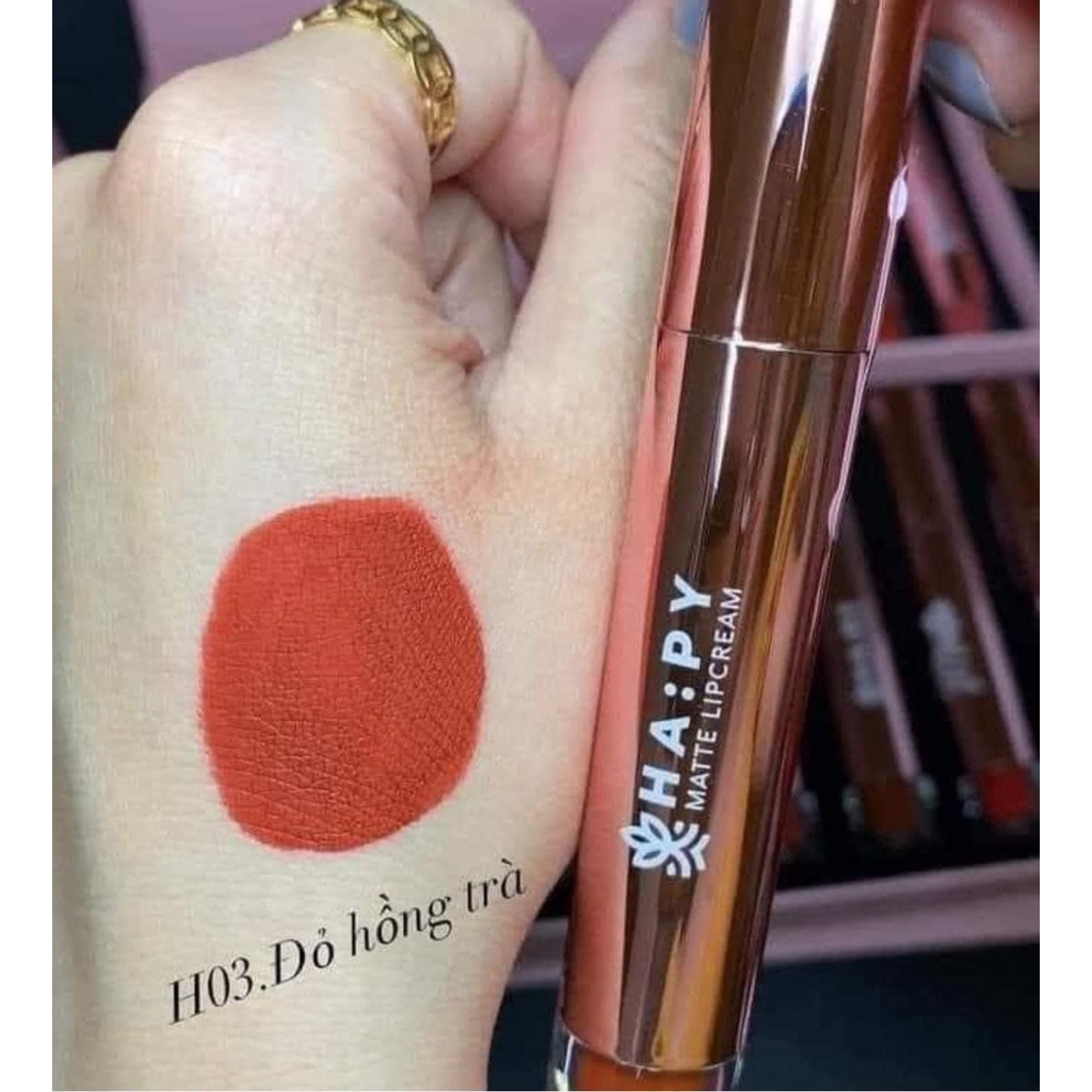Son Happy Matte Lipcream Siêu Lì Kháng Nước Không Trôi - Son Kem Lâu Trôi Siêu Lì Hapy