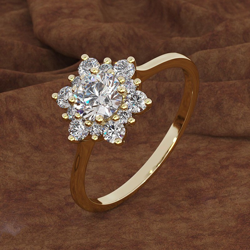 Aifei Jewellery Women Ring Flower Mosaic Diamond 925 Sterling Silver R1142
