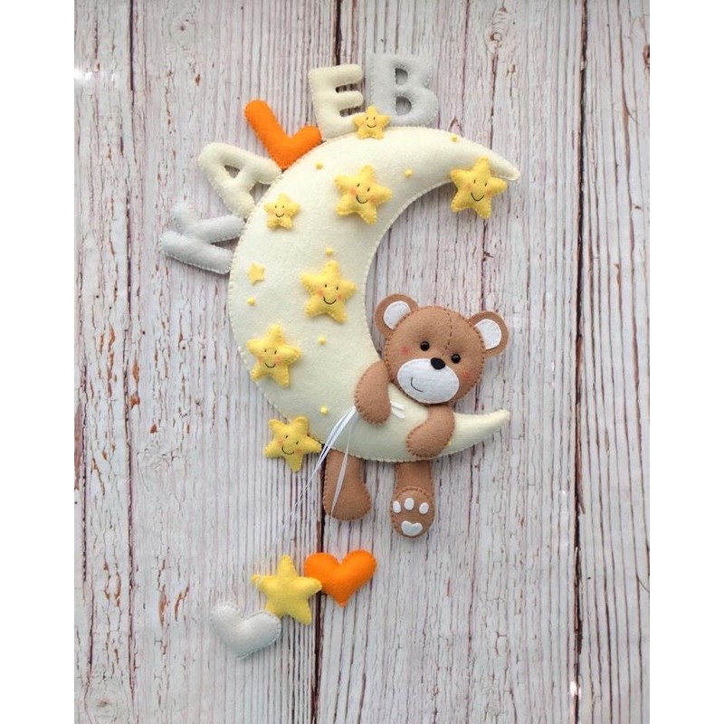 Bộ kit làm treo tường gấu nâu kèm tên cho bé