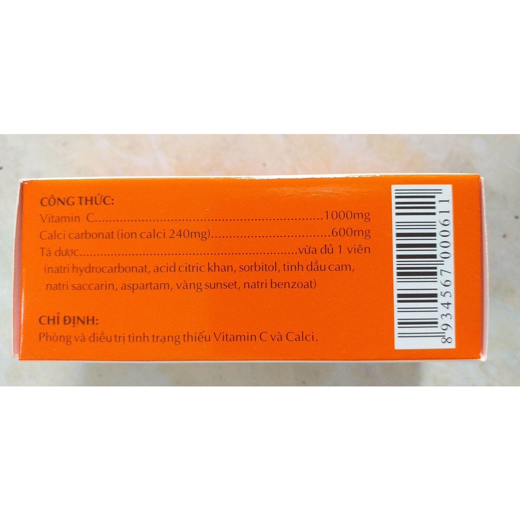 [Chính hãng] Chính Hãng Viên Sủi Vitatmin C 1000 mg C-Calci (ống 10 viên dạng sủi)  Date mới