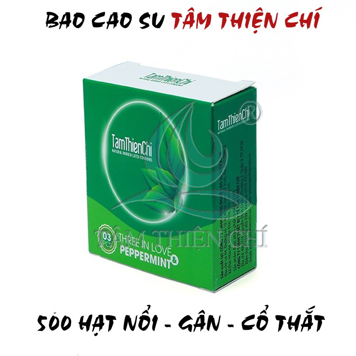 Bao cao su Tâm Thiện Chí TTC THREE IN LOVE PEPPERMINT gai gân hương bạc hà hộp 3 chiếc