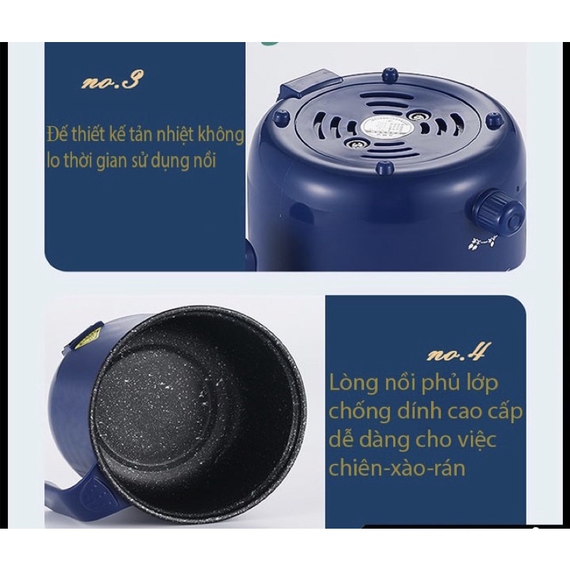 NỒI LẨU MINI NÚM XOAY2 NẤC NHIỆT KÈM GIÁ HẤP CA NẤU MÌ NẤU CƠM ĐA NĂNG 2TẦNG